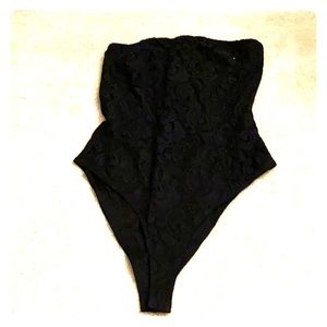 Black and lace body suit